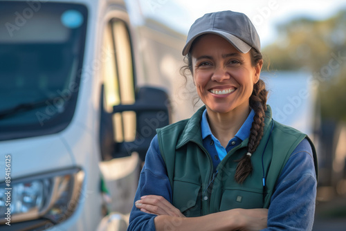 female delivery driver with her truck