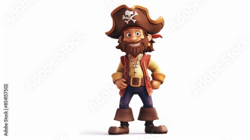 Duplicate the image featuring an educational cartoon pirate with a wooden leg designed for children s use in a 2d format against a white background photo