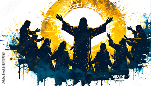 Jesus Christ Whit Sunday A Church Gathering illustration