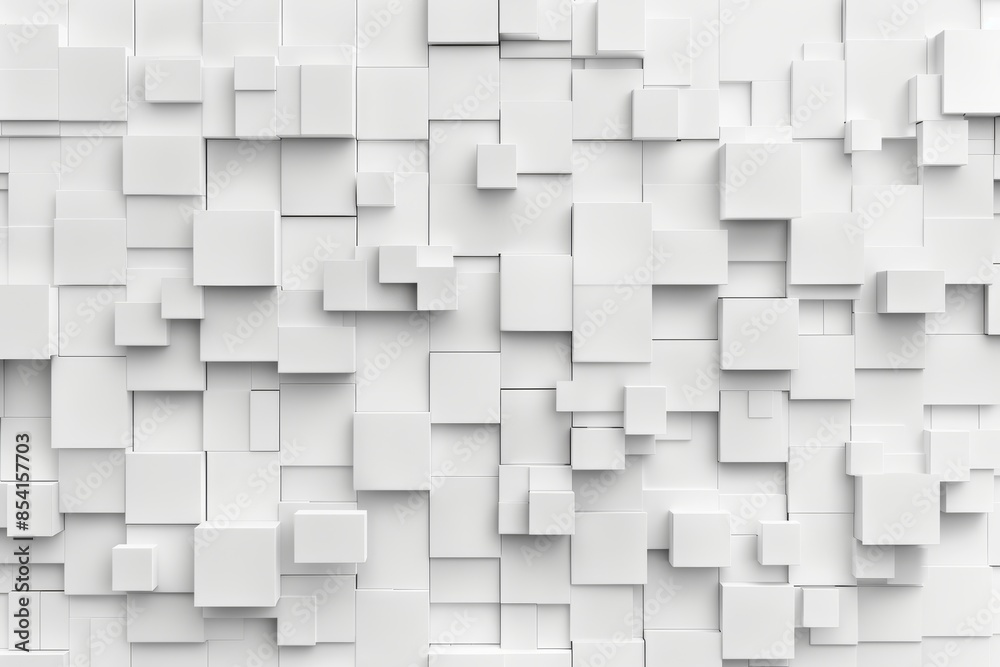 Modern White Background with Geometric Shapes for Creative Projects Generative AI