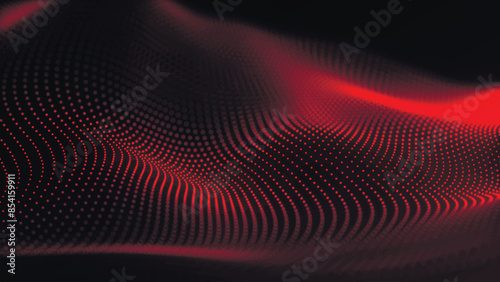 Fototapeta Naklejka Na Ścianę i Meble -  Abstract digital particle wave. Technology background. Futuristic dot wave. Network connection structure. Presentation design background. Technology or science banner. 3d vector illustration