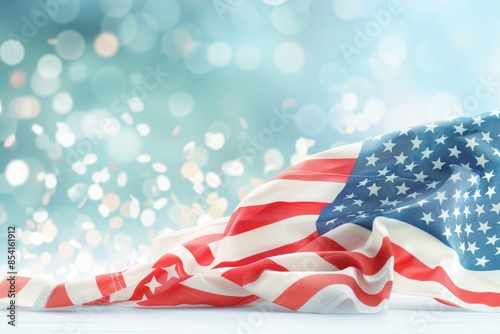 Patriotic Celebration Background with American Flag Generative AI