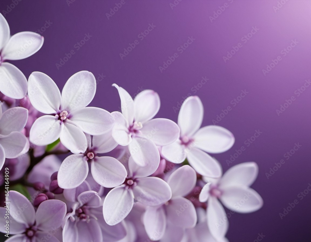 shot of delicate lilac flowers, petals a soft, pastel purple and white, against a blurred background. The image captures the intricate details of the blossoms, showcasing their delicate beauty. AI shot of delicate lilac flowers, petals a soft, pastel purple and white, against a blurred background. The image captures the intricate details of the blossoms, showcasing their delicate beauty. AI