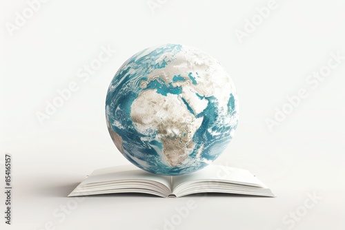 Globe on Book Pages Illustration for Education Generative AI © Gro