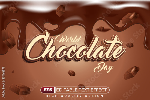 3d editable text effect chocolate day