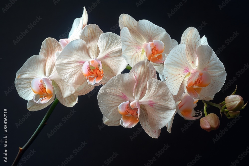 Fototapeta premium Orchid Flower with Soft Pink and Orange Hues