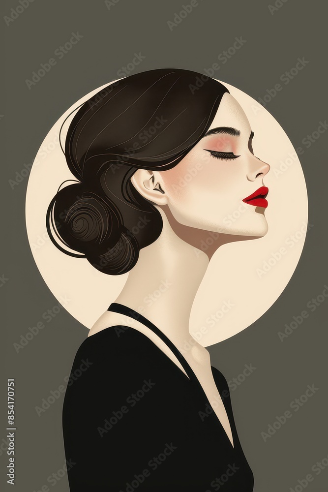 Portrait of a 1920s flapper girl, minimal lines and muted colors, vintage illustration Portrait of a 1920s flapper girl, minimal lines and muted colors, vintage illustration