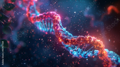 Neon DNA Helix Illuminating the Secrets of Genetics in SciFi Style