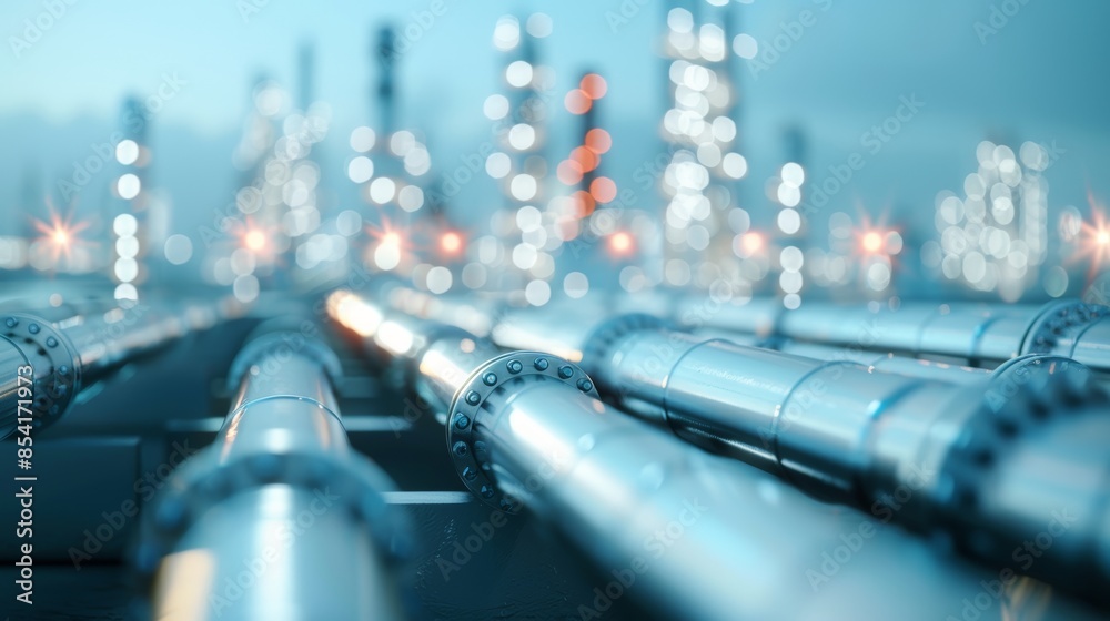 Fototapeta premium Industrial Scene at an Oil Refinery Factory Generative AI