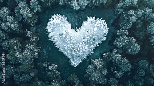 Whimsical Forest Scene with Ice Heart Generative AI
