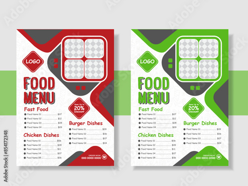 Fast food restaurant menu Design Template. Food Menu Card Design. Menu Card Design For Restaurant. Vintage food menu flyer or poster design template. Restaurant menu, food menu, food flyer.		