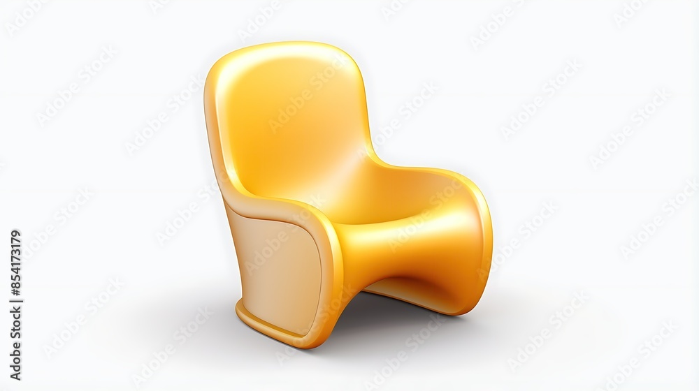 Plastic yellow chair on white background. 3d rendering. Plastic yellow chair on white background. 3d rendering.
