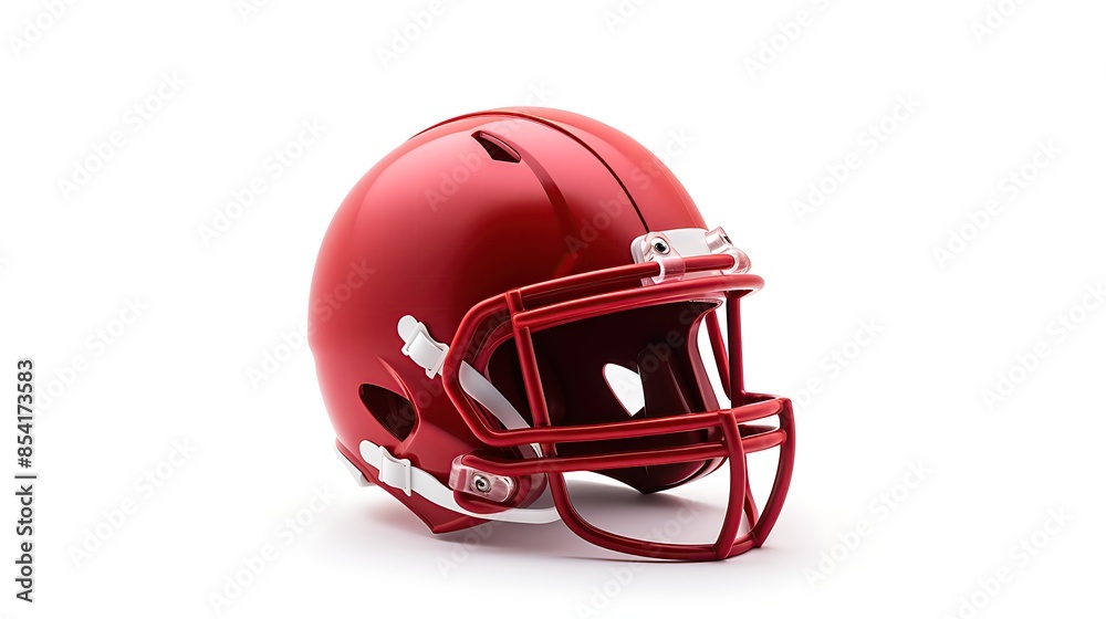 Fototapeta premium Red American football helmet isolated on white background.