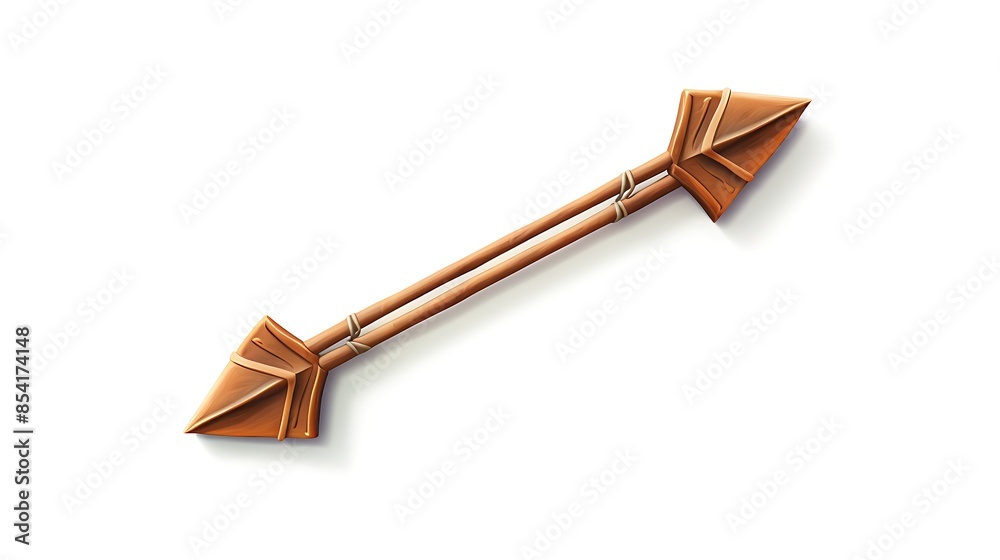 A primitive arrow made of wood and stone. The arrow is hand-crafted and has a unique design. A primitive arrow made of wood and stone. The arrow is hand-crafted and has a unique design.