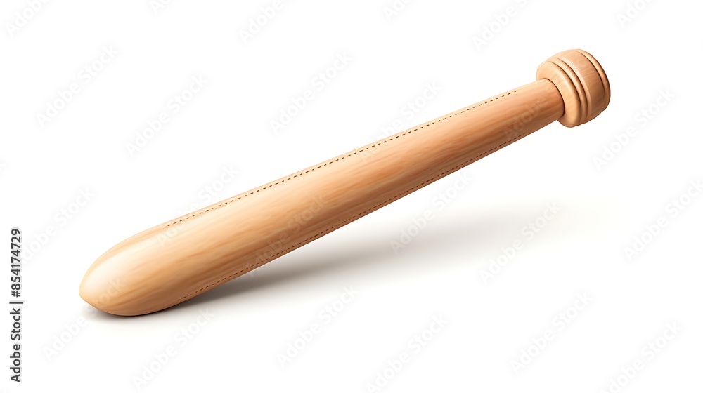 3D rendering of a wooden baseball bat. The bat is brown and has a smooth surface. It is lying on a white surface. 3D rendering of a wooden baseball bat. The bat is brown and has a smooth surface. It is lying on a white surface.