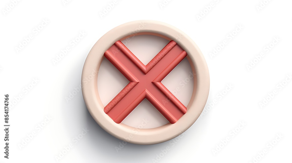 A red and white 3D illustration of a circle with an X through it. The X is slightly angled to the right. A red and white 3D illustration of a circle with an X through it. The X is slightly angled to the right.