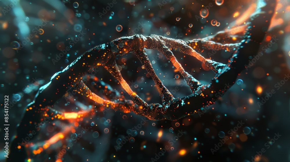 Glowing DNA Helix Bioluminescent Molecular Beauty in Futuristic Metallic Setting Glowing DNA Helix Bioluminescent Molecular Beauty in Futuristic Metallic Setting