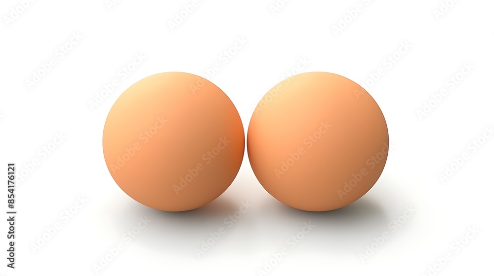 3D rendering of two orange spheres on a white background. The spheres are perfectly round and have a smooth surface. 3D rendering of two orange spheres on a white background. The spheres are perfectly round and have a smooth surface.