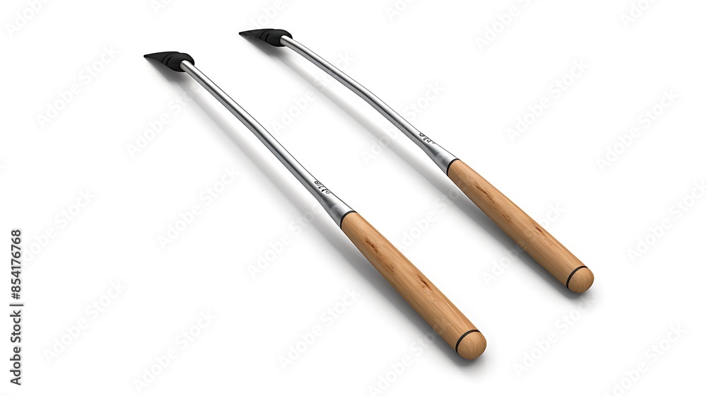 A pair of wooden and metal cooking utensils. The perfect addition to any kitchen. Great for flipping and serving food.