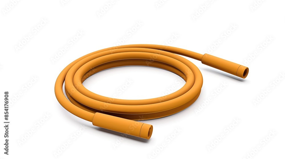 This is a 3D rendering of an orange jump rope. The jump rope is made of a flexible material and has a smooth surface. This is a 3D rendering of an orange jump rope. The jump rope is made of a flexible material and has a smooth surface.