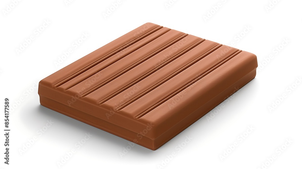 A closeup image of a brown bar of modeling clay. The clay is smooth and has a slightly ribbed texture. It is sitting on a white surface. A closeup image of a brown bar of modeling clay. The clay is smooth and has a slightly ribbed texture. It is sitting on a white surface.