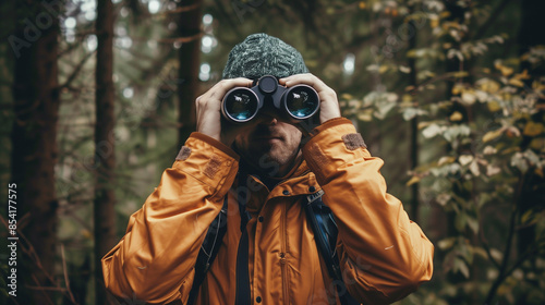 person with binoculars