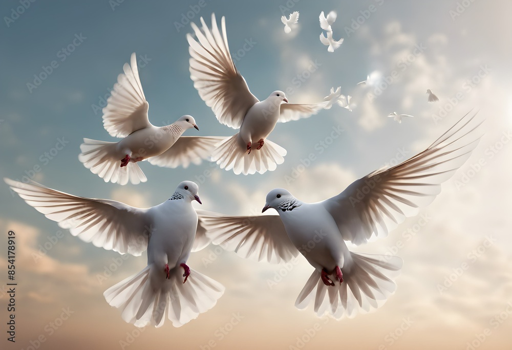 Fototapeta premium white doves in flight
