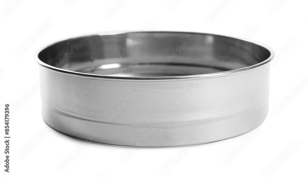 One metal sieve isolated on white. Kitchen utensil One metal sieve isolated on white. Kitchen utensil