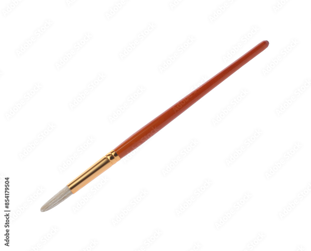 Paint brush with wooden handle isolated on white Paint brush with wooden handle isolated on white