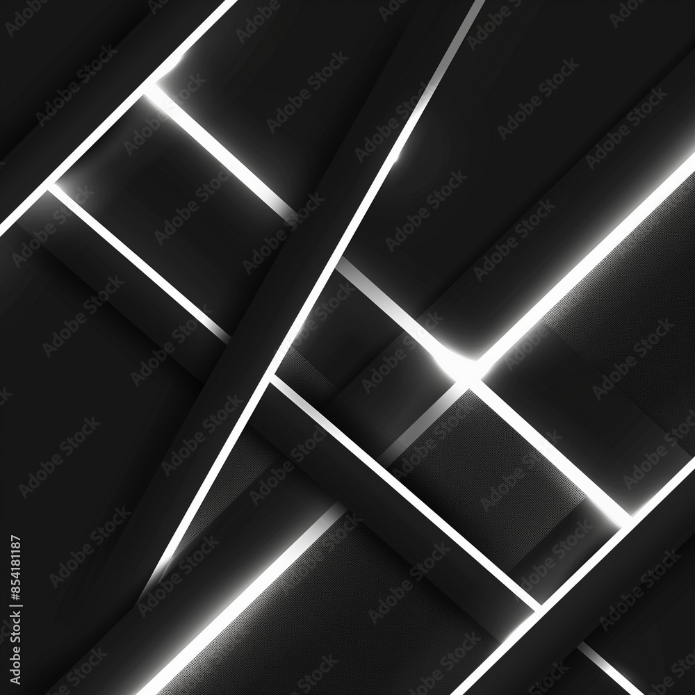 Simple geometric black and white glowing background