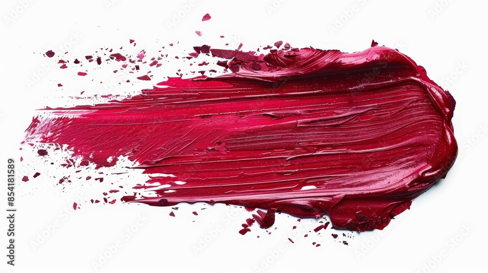 Close-Up Red Lipstick Swatch Isolated on White Background Close-Up Red Lipstick Swatch Isolated on White Background