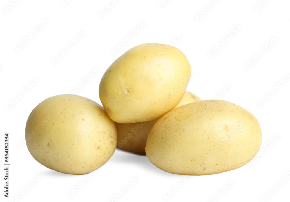 Whole fresh raw potatoes isolated on white Whole fresh raw potatoes isolated on white