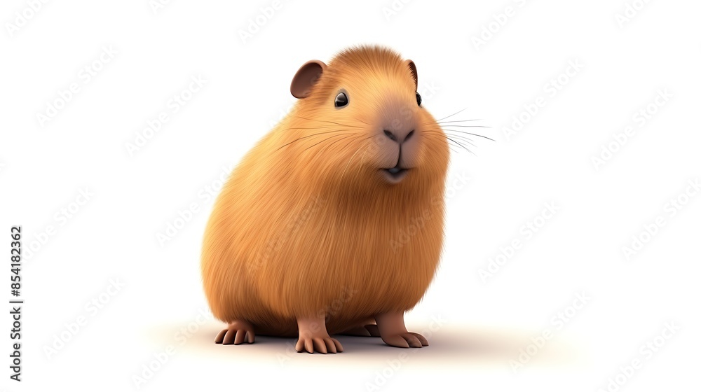 A cute and cuddly guinea pig is sitting on a white background. The guinea pig has brown fur and is looking at the camera with a curious expression. A cute and cuddly guinea pig is sitting on a white background. The guinea pig has brown fur and is looking at the camera with a curious expression.