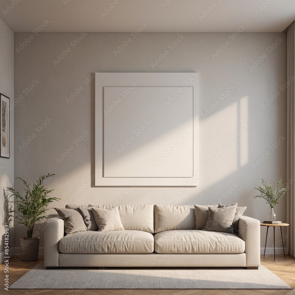 Fototapeta premium Minimalist Blank Canvas in Modern Living Room Interior