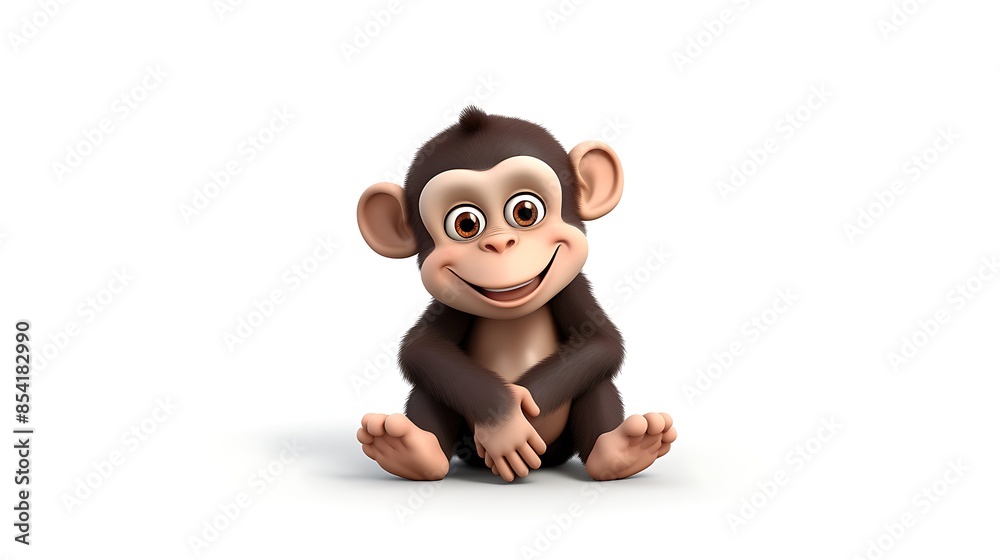 This adorable baby monkey is sitting on a white background, looking at the camera with a curious expression. This adorable baby monkey is sitting on a white background, looking at the camera with a curious expression.