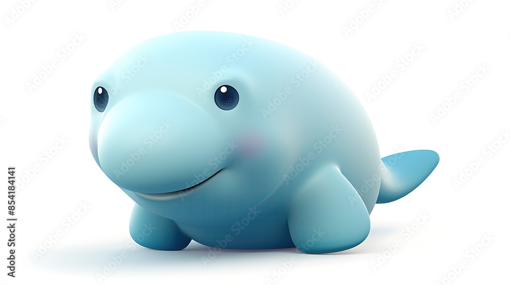 Cute and cuddly blue cartoon manatee. It has big blue eyes, a pink blush on its cheeks, and a friendly smile. It is sitting on a white background. Cute and cuddly blue cartoon manatee. It has big blue eyes, a pink blush on its cheeks, and a friendly smile. It is sitting on a white background.