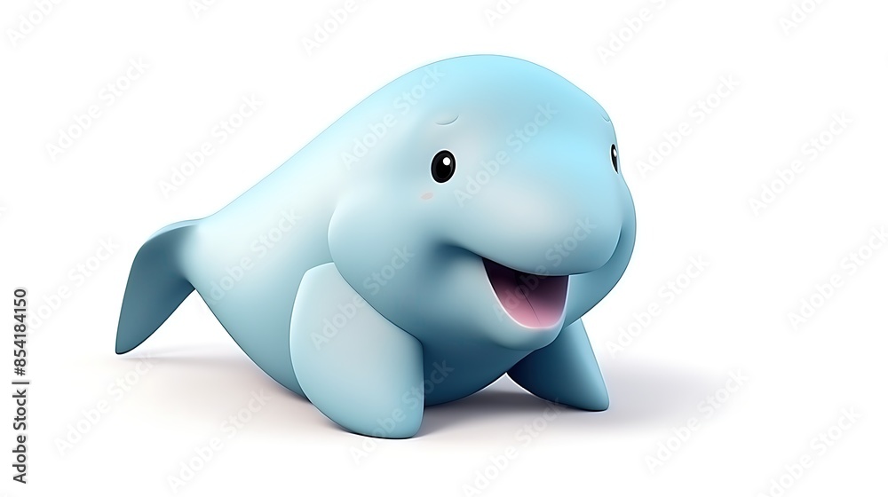 Cute cartoon dugong. 3D rendering. Cute cartoon dugong. 3D rendering.