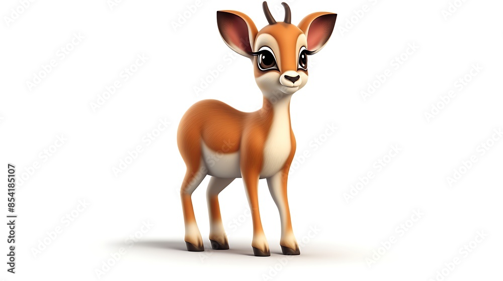 Cute cartoon gazelle with big eyes. 3D rendering. Cute cartoon gazelle with big eyes. 3D rendering.