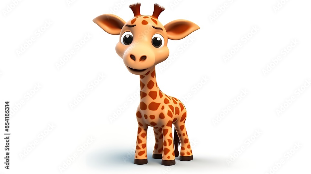 Cute cartoon giraffe with big eyes and a friendly smile. Perfect for children's book illustrations, animations, and games.
