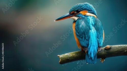 majestic kingfisher closeup portrait of vibrant european kingfisher perched on branch wildlife photography photo
