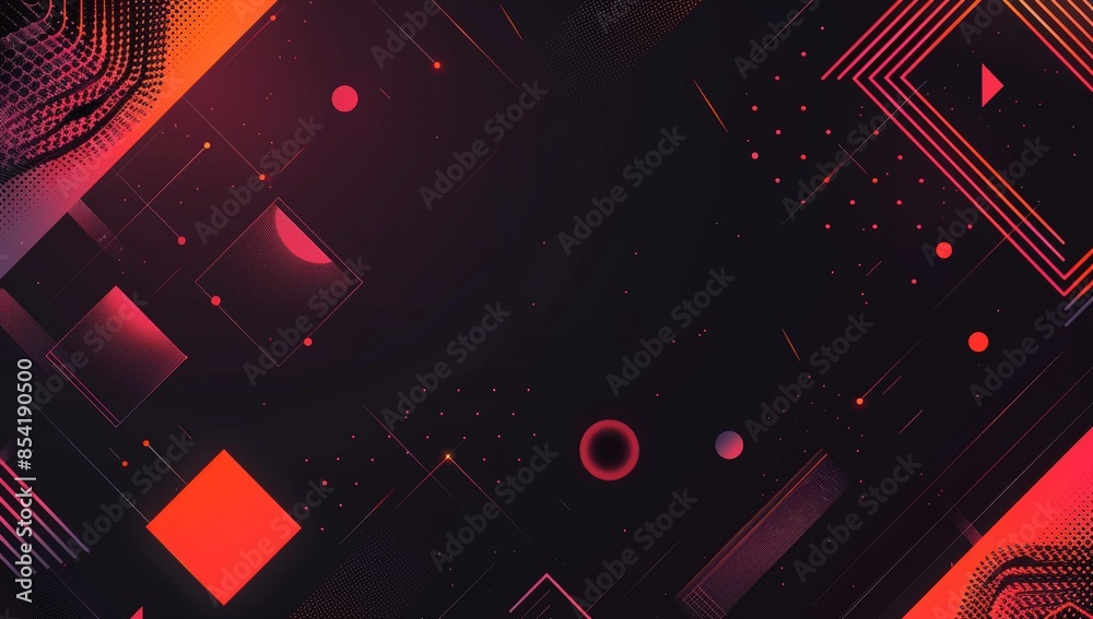 Abstract background vector with a dark navy blue, orange and pink shapes, circles and squares, with black color gradients, shapes on the right side Abstract background vector with a dark navy blue, orange and pink shapes, circles and squares, with black color gradients, shapes on the right side