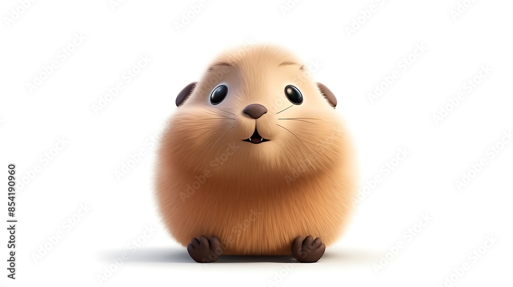 A cute and cuddly guinea pig sits on a white background. The guinea pig has light brown fur and dark brown eyes. A cute and cuddly guinea pig sits on a white background. The guinea pig has light brown fur and dark brown eyes.