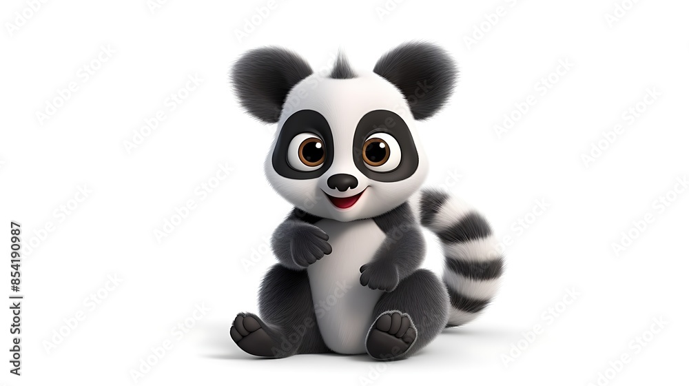 A cute and cuddly lemur with big eyes and a long tail. It is sitting on a white background and looking at the camera with a friendly expression. A cute and cuddly lemur with big eyes and a long tail. It is sitting on a white background and looking at the camera with a friendly expression.