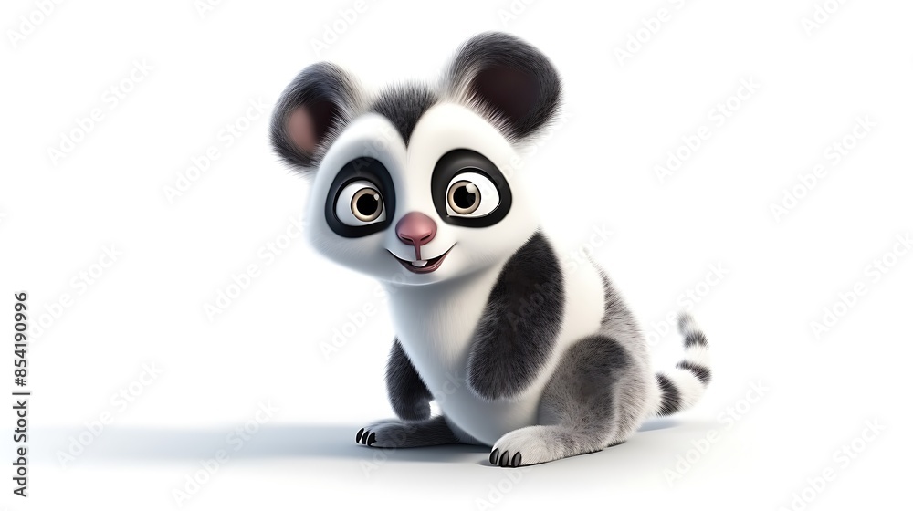 A cute and cuddly cartoon panda is sitting on a white background. The panda has big, round eyes and a friendly smile. A cute and cuddly cartoon panda is sitting on a white background. The panda has big, round eyes and a friendly smile.