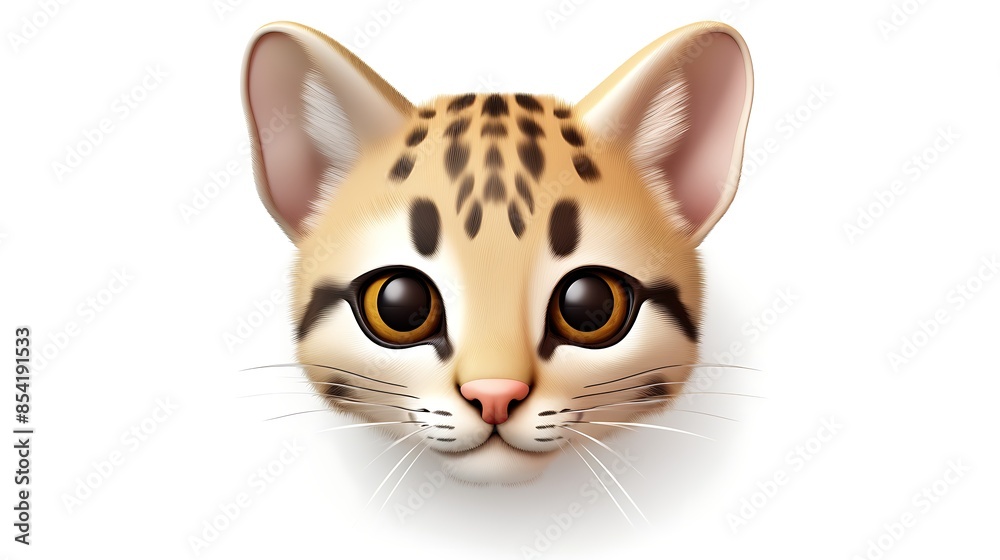 A cute cartoon illustration of an ocelot, with big eyes and a pink nose. The ocelot is looking at the viewer with a curious expression. A cute cartoon illustration of an ocelot, with big eyes and a pink nose. The ocelot is looking at the viewer with a curious expression.