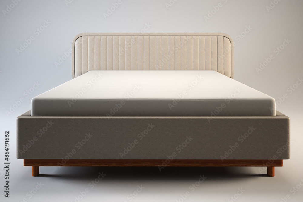 A bed with a mattress and a wooden frame A bed with a mattress and a wooden frame