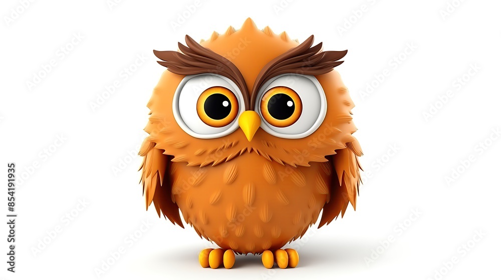 Adorable cartoon owl with big eyes and fluffy feathers. Perfect for children's book illustrations, animations, and games. Adorable cartoon owl with big eyes and fluffy feathers. Perfect for children's book illustrations, animations, and games.