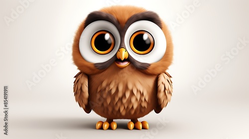 Adorable cartoon owl with big eyes and fluffy feathers. Perfect for children's book illustrations, animations, and games.