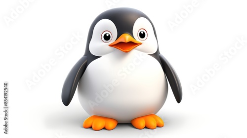 3D illustration of a cute and happy penguin isolated on a white background.