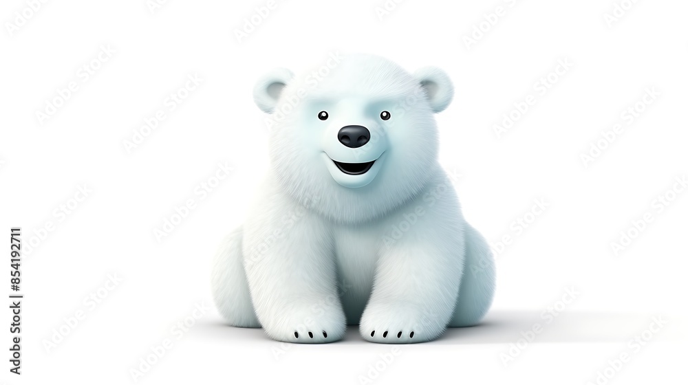 A cute and cuddly polar bear sits on a white background. The bear has a friendly smile on its face and is looking at the viewer. A cute and cuddly polar bear sits on a white background. The bear has a friendly smile on its face and is looking at the viewer.